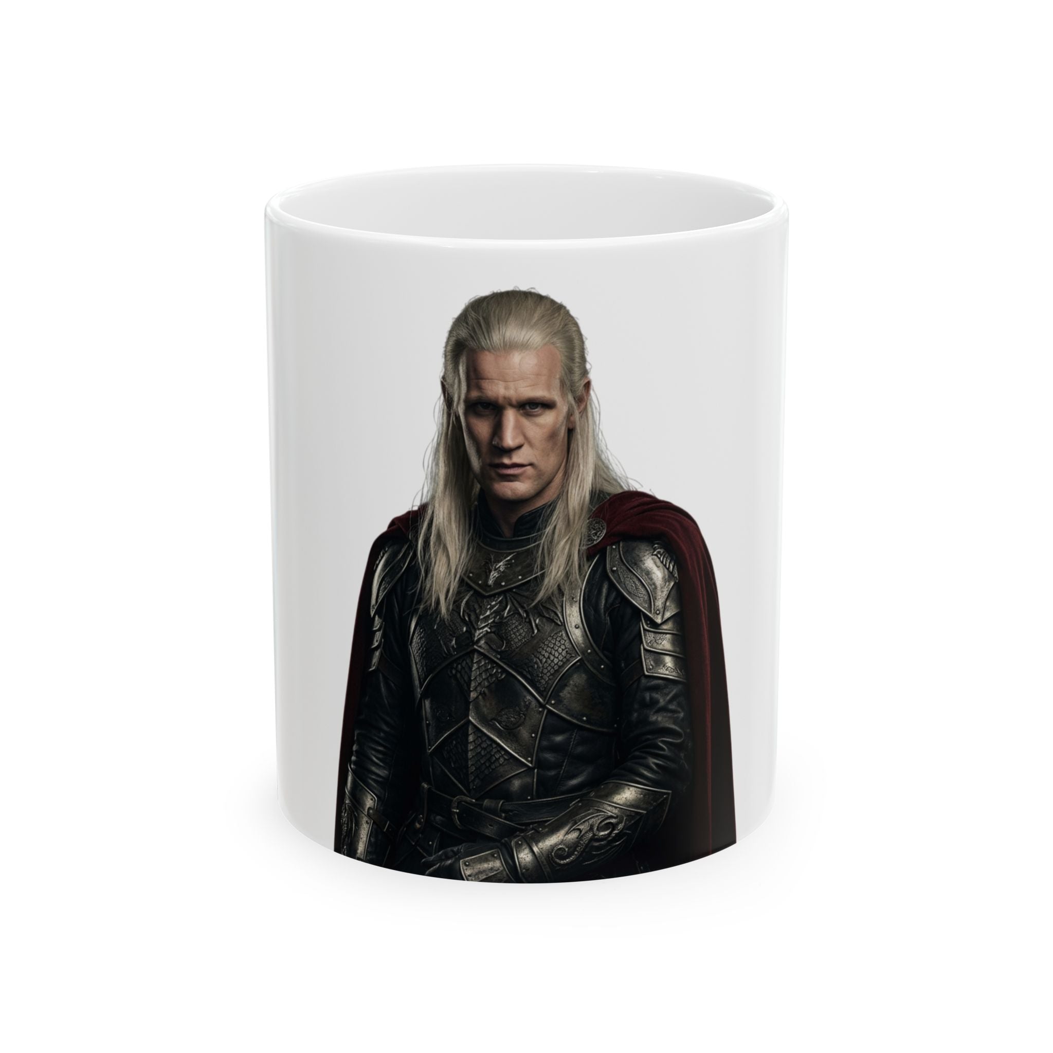 Fantasy Warrior Portrait Mug — Medieval Knight Ceramic Coffee Cup
