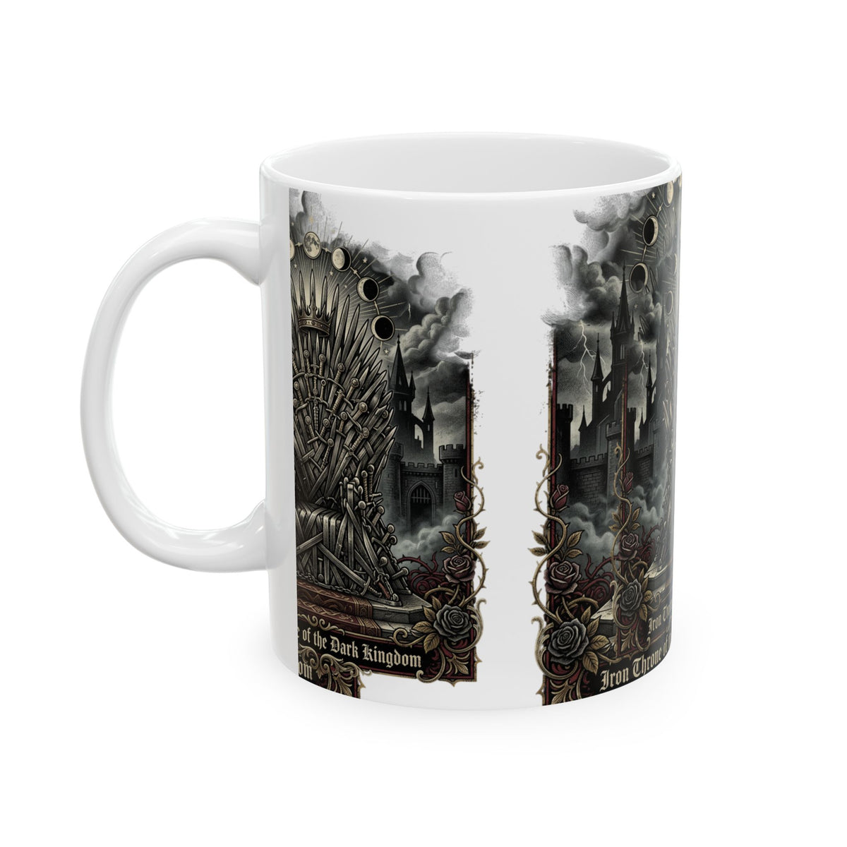 Dark Iron Throne Ceramic Mug — Gothic Fantasy Coffee Cup