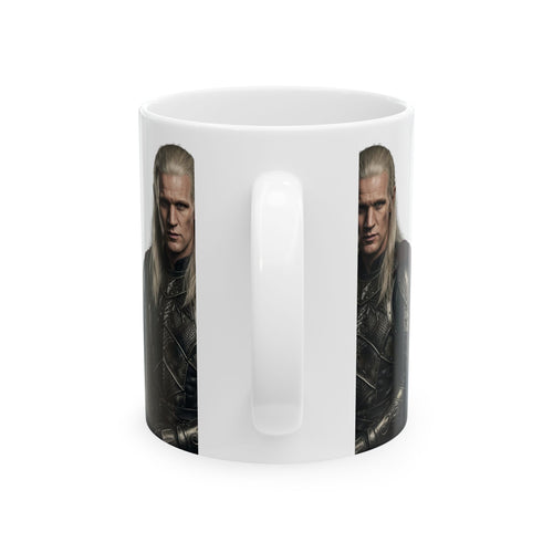 Fantasy Warrior Portrait Mug — Medieval Knight Ceramic Coffee Cup