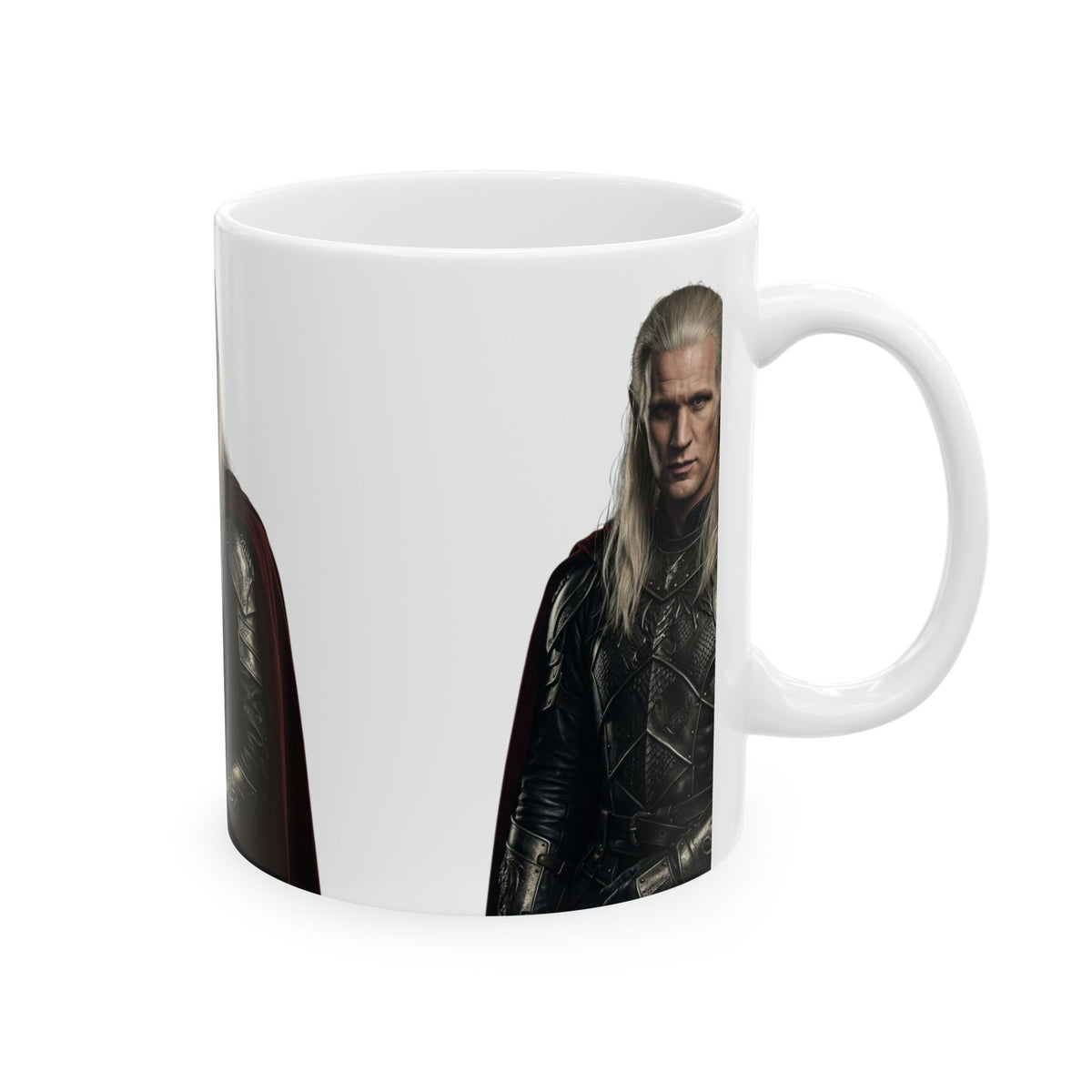 Fantasy Warrior Portrait Mug — Medieval Knight Ceramic Coffee Cup
