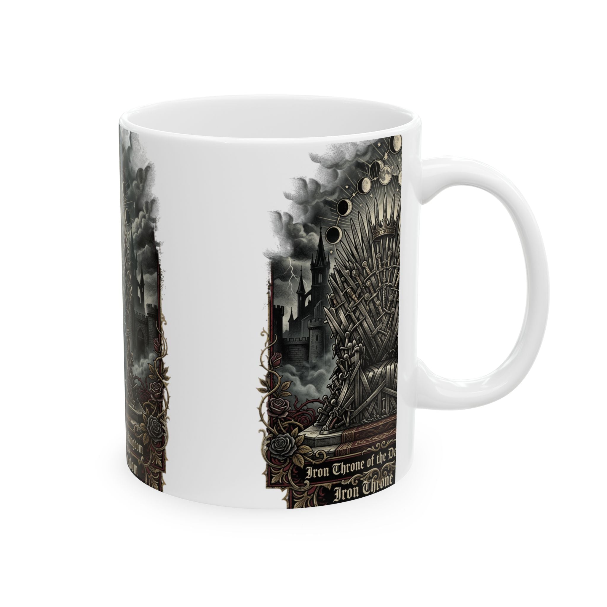 Dark Iron Throne Ceramic Mug — Gothic Fantasy Coffee Cup